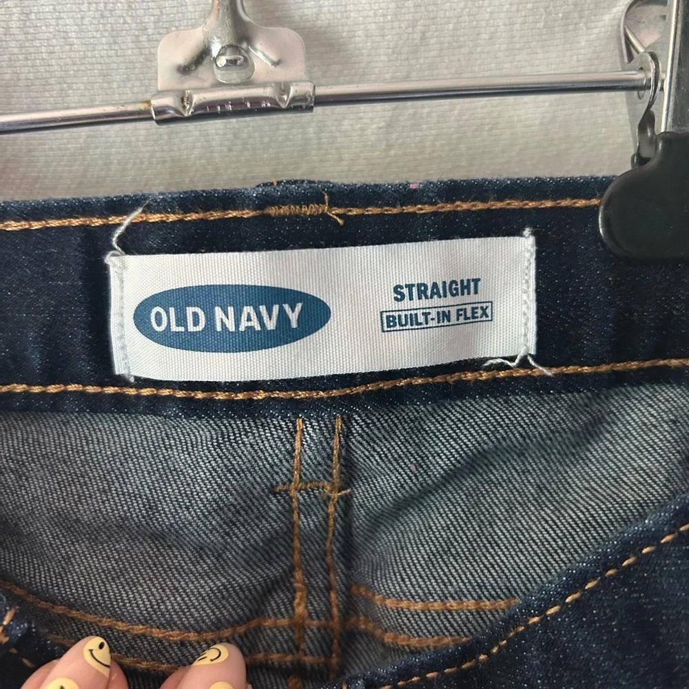 Old Navy Straight Built-In Flex Jeans Boys Size 7 Slim Dark Wash Blue
